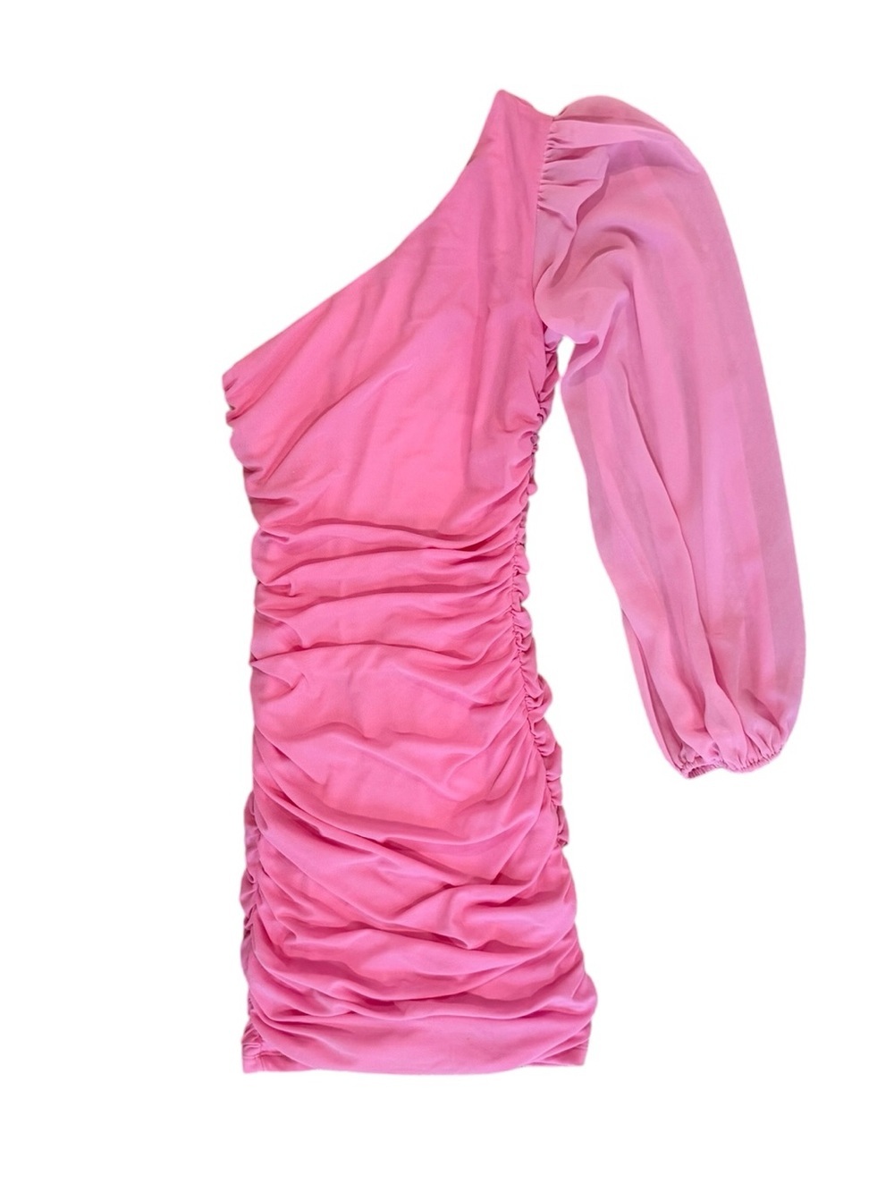 Hello Molly Pink Ruched Party It Up Dress One Shoulder Mini Size S 4 NWT Revolve - Picture 2 of 7